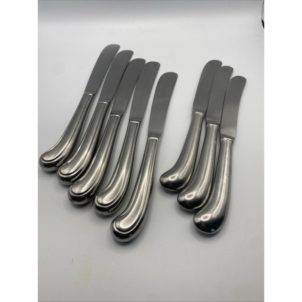 Vintage Unbranded Stainless Set of 8 Pistol Grip Butter Knives 2‎ Patterns